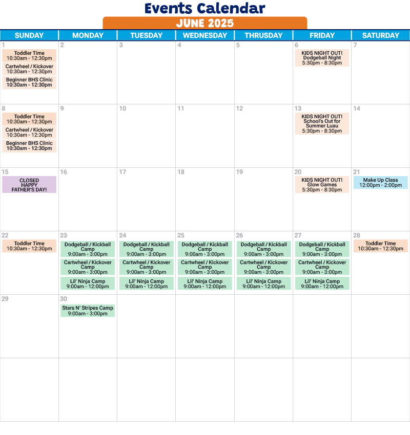 June 2025 events calendar