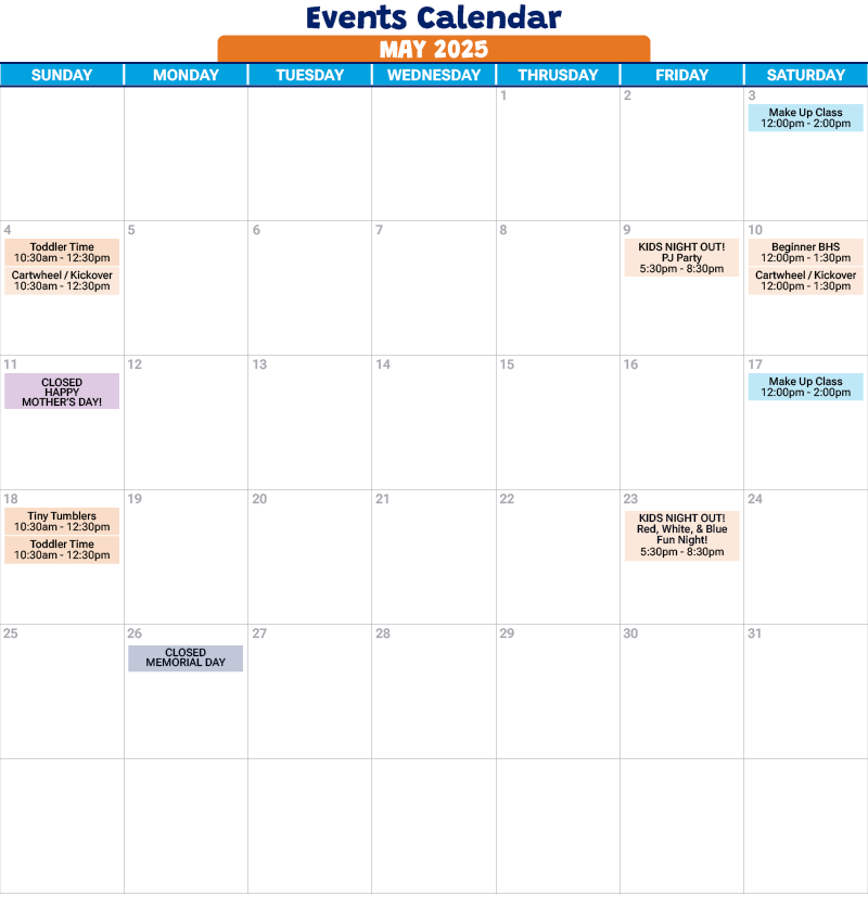 May 2025 events calendar