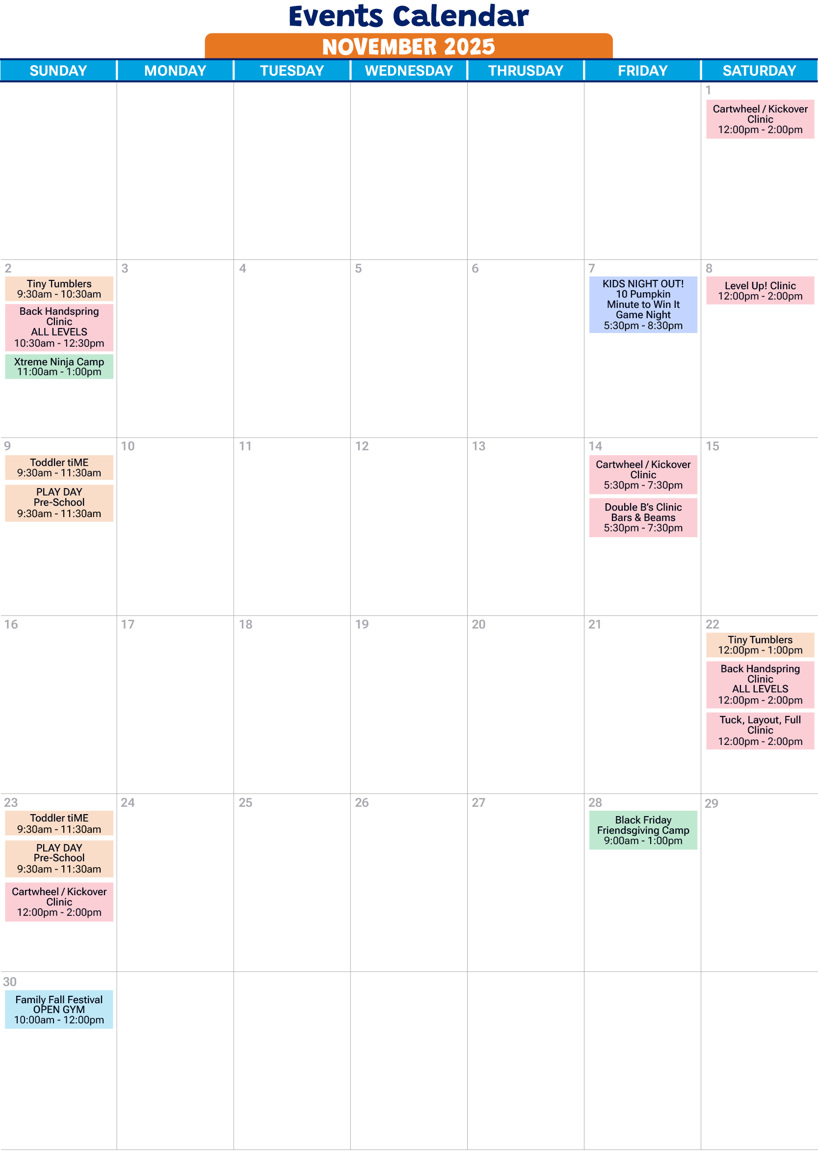 October 2025 events calendar